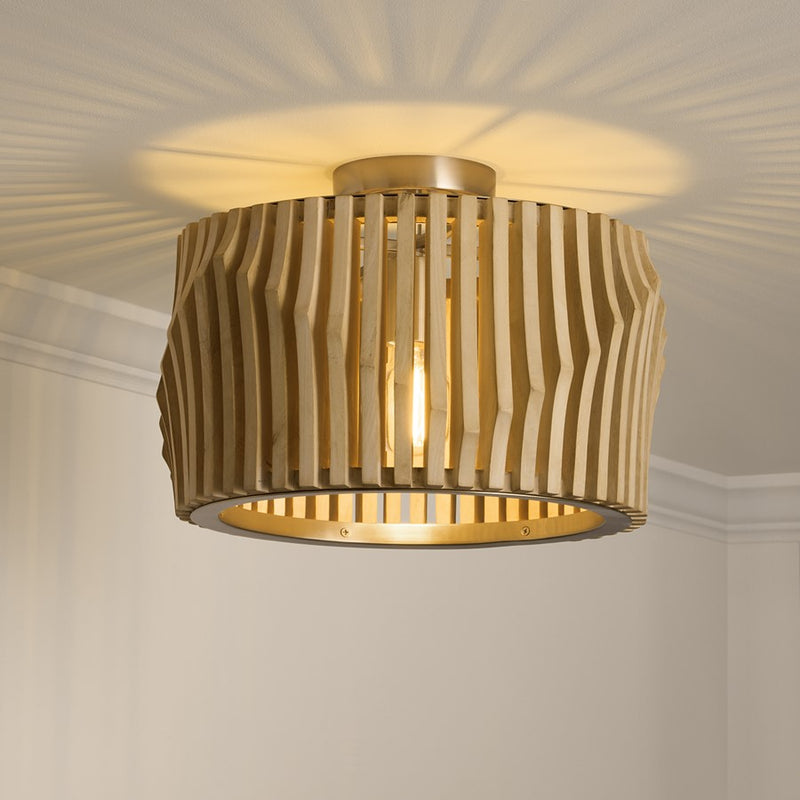 Capital Lighting Archer 1Lt Semi-Flush Mount, Blonde Wood/Brass