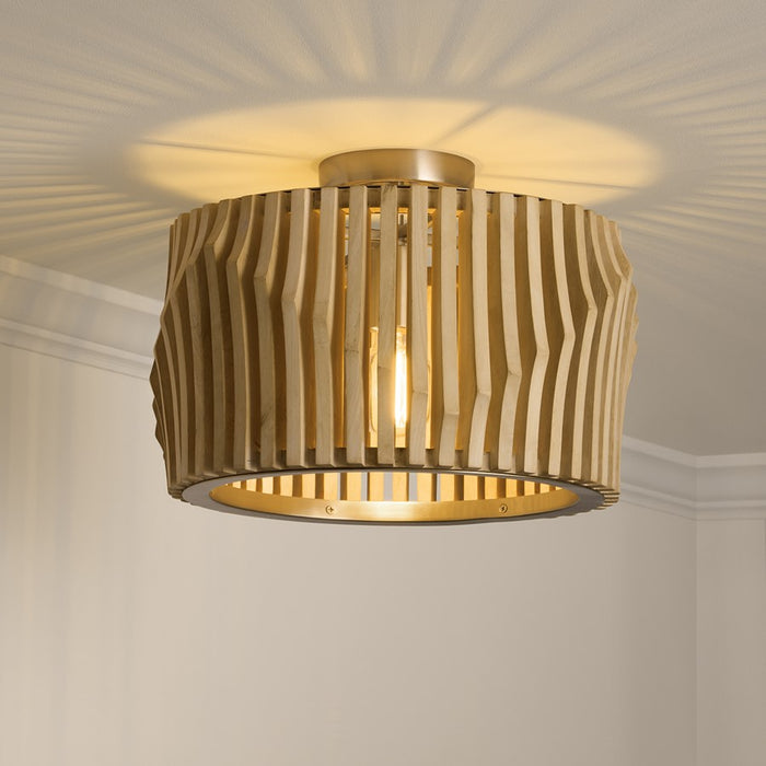 Capital Lighting Archer 1Lt Semi-Flush Mount, Blonde Wood/Brass