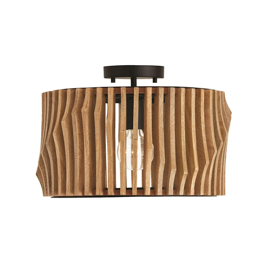 Capital Lighting Archer 1 Light Semi Flush Mount, Wood/Black