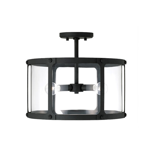 Capital Lighting Brennen 3 Light Semi Flush, Black Iron/Clear