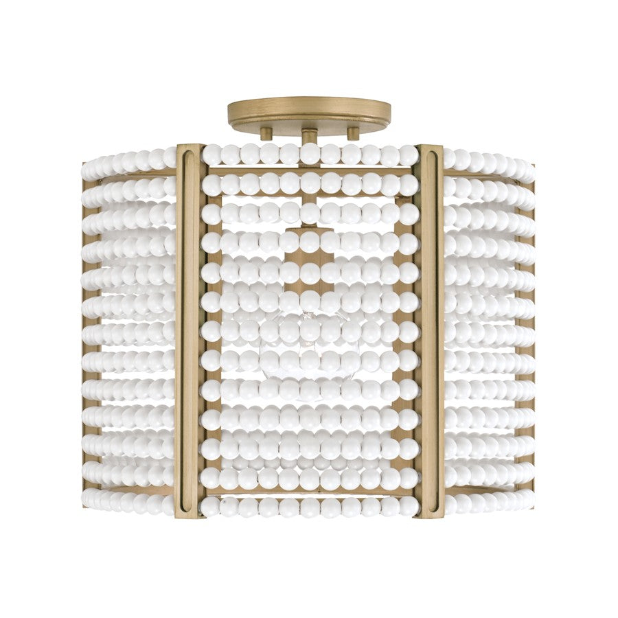 Capital Lighting Brynn 1 Light Semi Flush, Aged Brass Painted