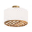 Capital Lighting Soleil 3 Light Semi Flush Mount, Brass/White Fabric