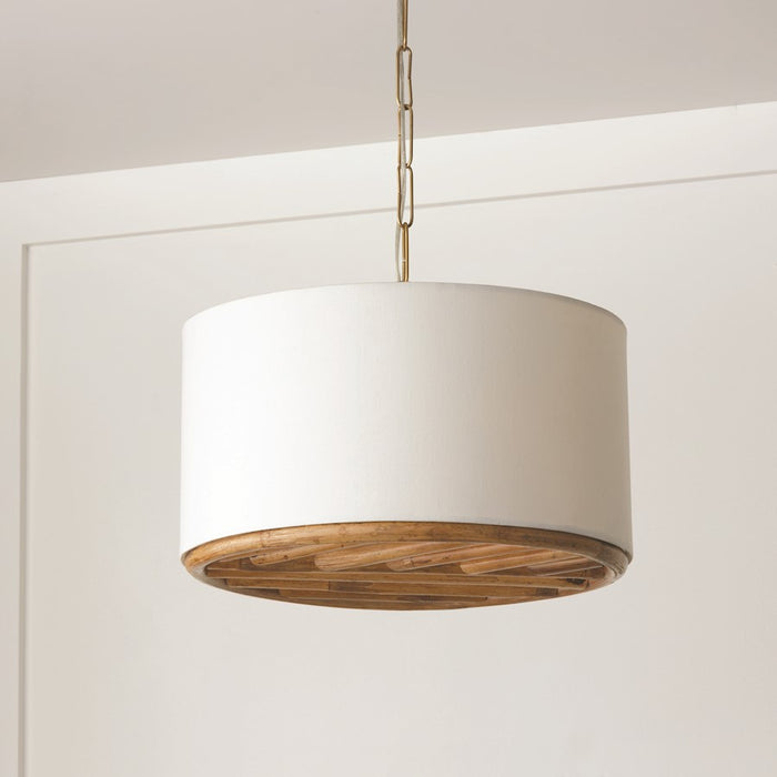 Capital Lighting Soleil 3 Light Semi Flush Mount, Brass/White Fabric