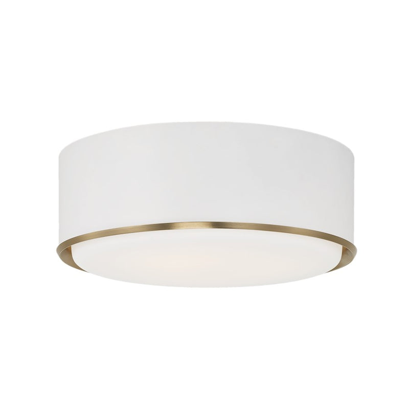 Capital Lighting Carlton 3 Light Flush Mount, Brass/White/Soft White