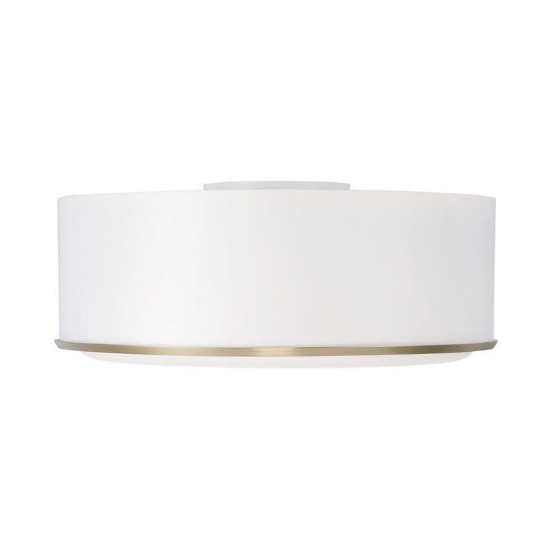 Capital Lighting Carlton 3 Light Flush Mount, Brass/White/Soft White