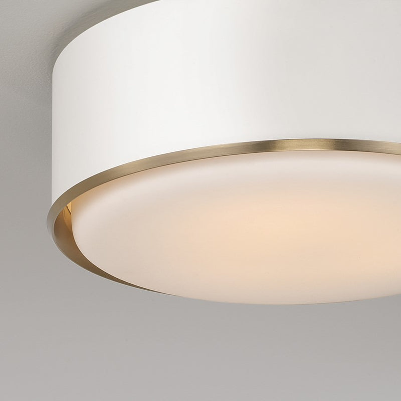 Capital Lighting Carlton 3 Light Flush Mount, Brass/White/Soft White