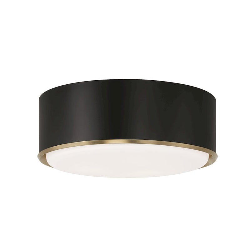 Capital Lighting Carlton 3 Light Flush Mount, Brass/Black/Soft White