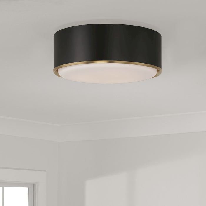 Capital Lighting Carlton 3 Light Flush Mount, Brass/Black/Soft White