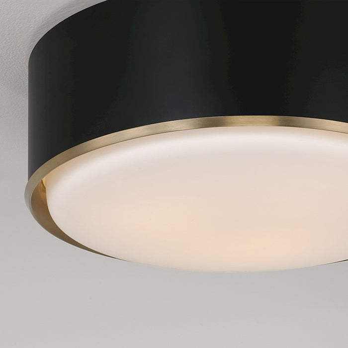 Capital Lighting Carlton 3 Light Flush Mount, Brass/Black/Soft White