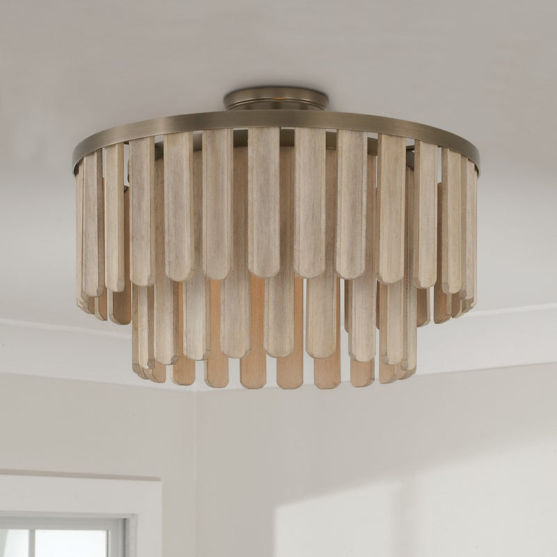 Capital Lighting Jada 1 Light Semi-Flush, Dark Brass