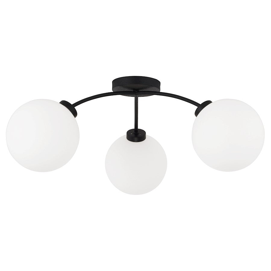 Capital Lighting Amos 3 Light Semi-Flush, Black Iron/Soft White - 257131BI-557
