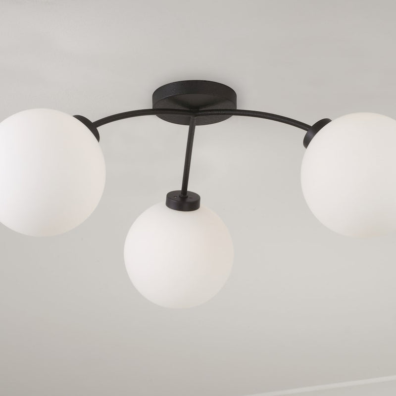 Capital Lighting Amos 3 Light Semi-Flush, Black Iron/Soft White
