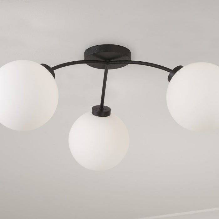 Capital Lighting Amos 3 Light Semi-Flush, Black Iron/Soft White