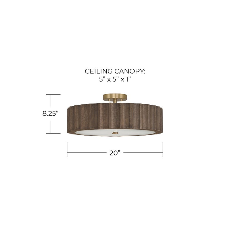 Capital Lighting Cody 4 Light Semi-Flush Mount, Matte Brass