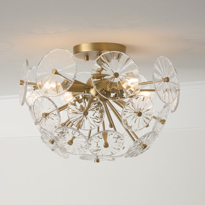 Capital Lighting Emelie 4 Light Semi-Flush Mount, Matte Brass