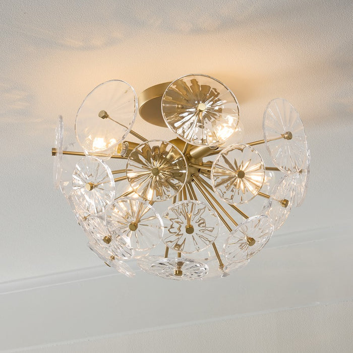 Capital Lighting Emelie 4 Light Semi-Flush Mount, Matte Brass