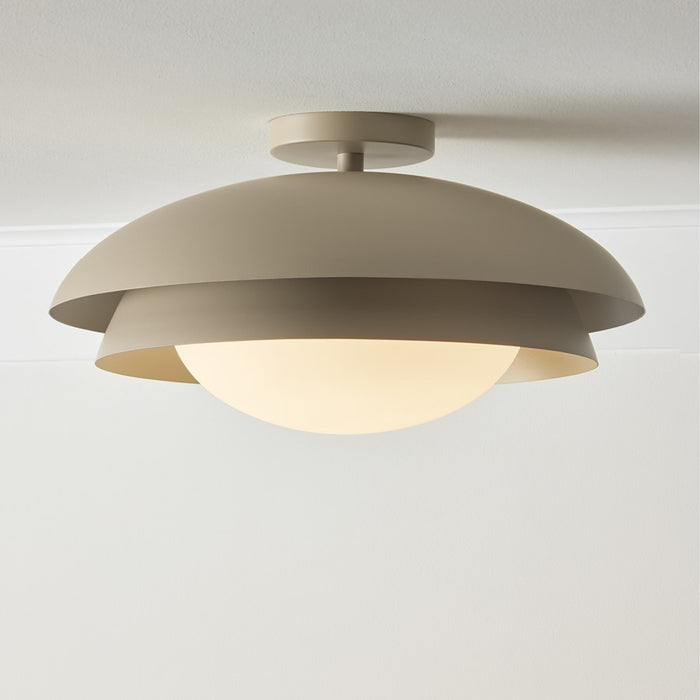 Capital Lighting Jensen 1Lt Semi-Flush Mount, Taupe/Soft White Glass