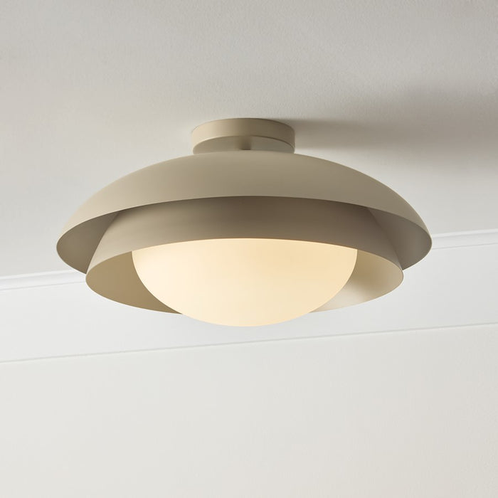 Capital Lighting Jensen 1Lt Semi-Flush Mount, Taupe/Soft White Glass