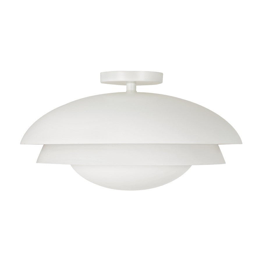 Capital Lighting Jensen 1Lt Semi-Flush Mount, White/White Metal - 259211WE