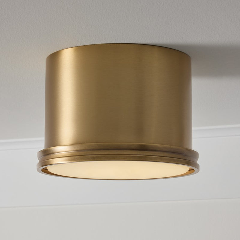 Capital Lighting Griffin 1 Light 9" Flush Mount, Aged Brass