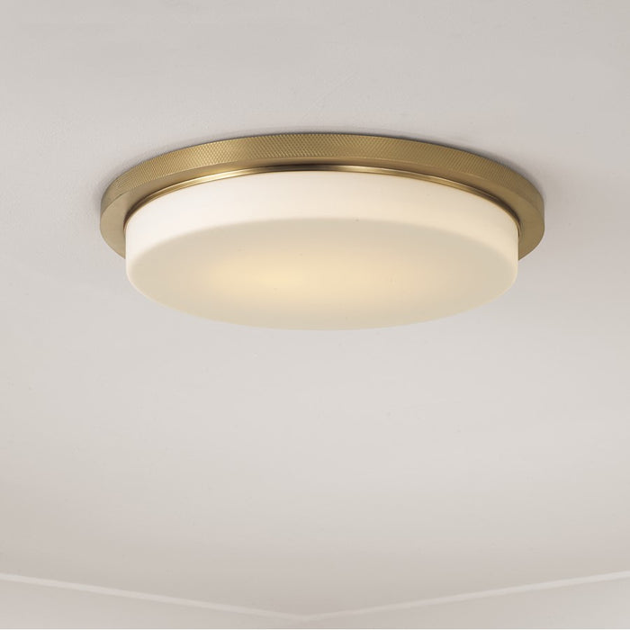 Capital Lighting Dominic 1Lt Flush Mount, Aged Brass/Soft White Glass