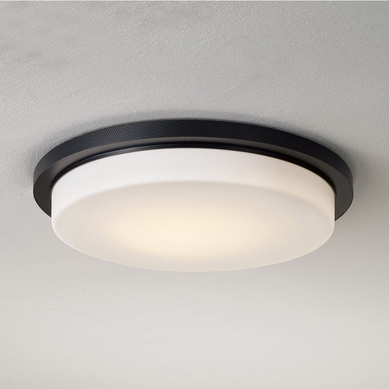 Capital Lighting Dominic 1Lt Flush Mount, Black/Soft White Glass