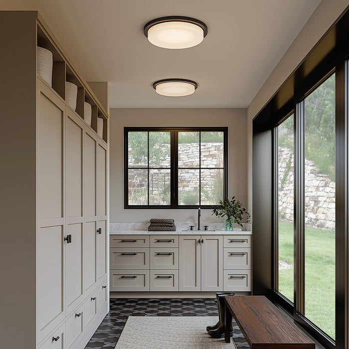 Capital Lighting Dominic 1Lt Flush Mount, Black/Soft White Glass