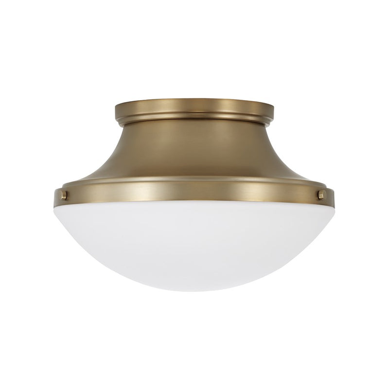 Capital Lighting Arlo 3Lt Flush Mount, Aged Brass/Soft White Glass