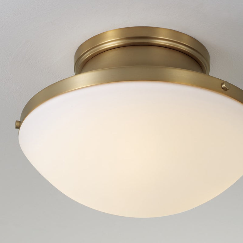 Capital Lighting Arlo 3Lt Flush Mount, Aged Brass/Soft White Glass