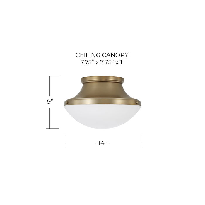 Capital Lighting Arlo 3Lt Flush Mount, Aged Brass/Soft White Glass
