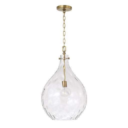 Capital Lighting Bristol 1Lt Pendant, Aged Brass/Clear Water Glass - 325011AD