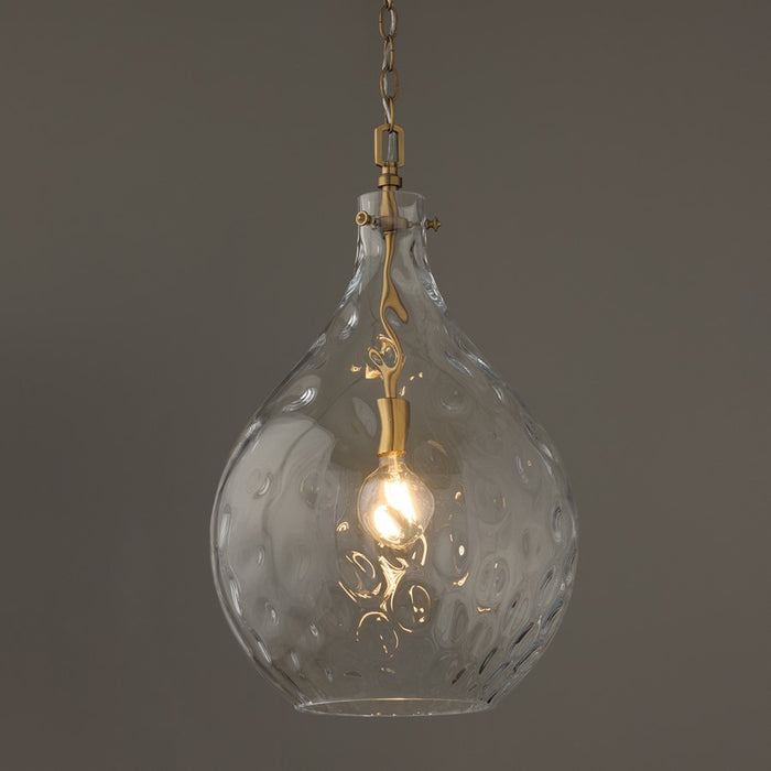 Capital Lighting Bristol 1Lt Pendant, Aged Brass/Clear Water Glass
