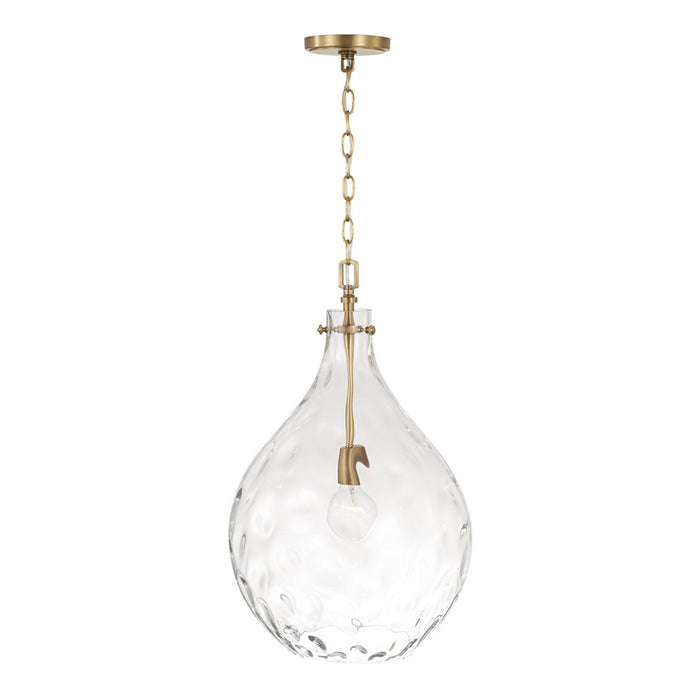 Capital Lighting Bristol 1Lt Pendant, Aged Brass/Clear Water Glass