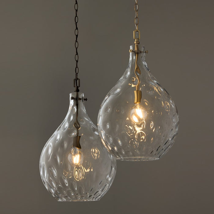 Capital Lighting Bristol 1Lt Pendant, Aged Brass/Clear Water Glass