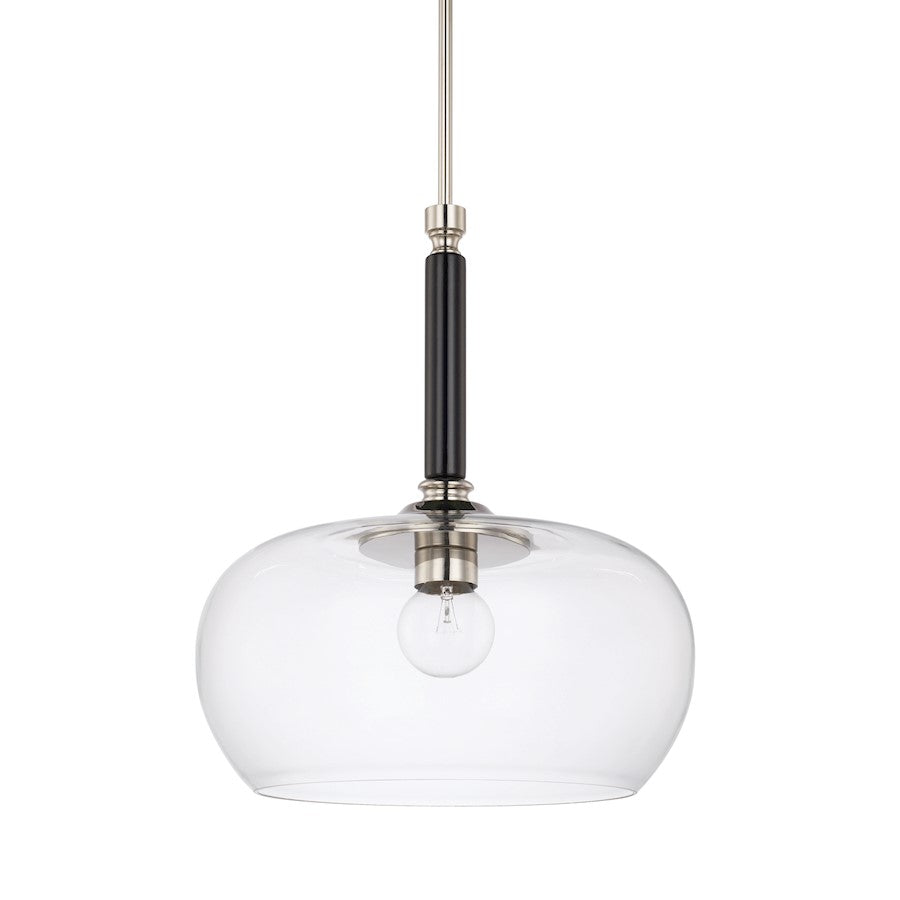 Capital Lighting 1 Light Globe Pendant, Black Tie