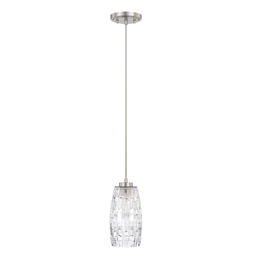 Capital Lighting 1 Light Cylinder Pendant, Brushed Nickel