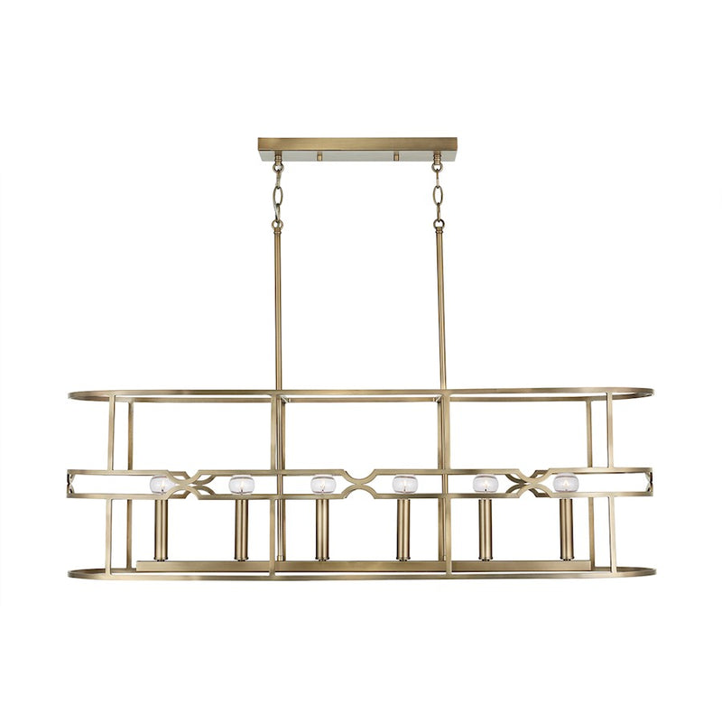 Capital Lighting 1 Light Pendant, Medium Wood and Matte Brass
