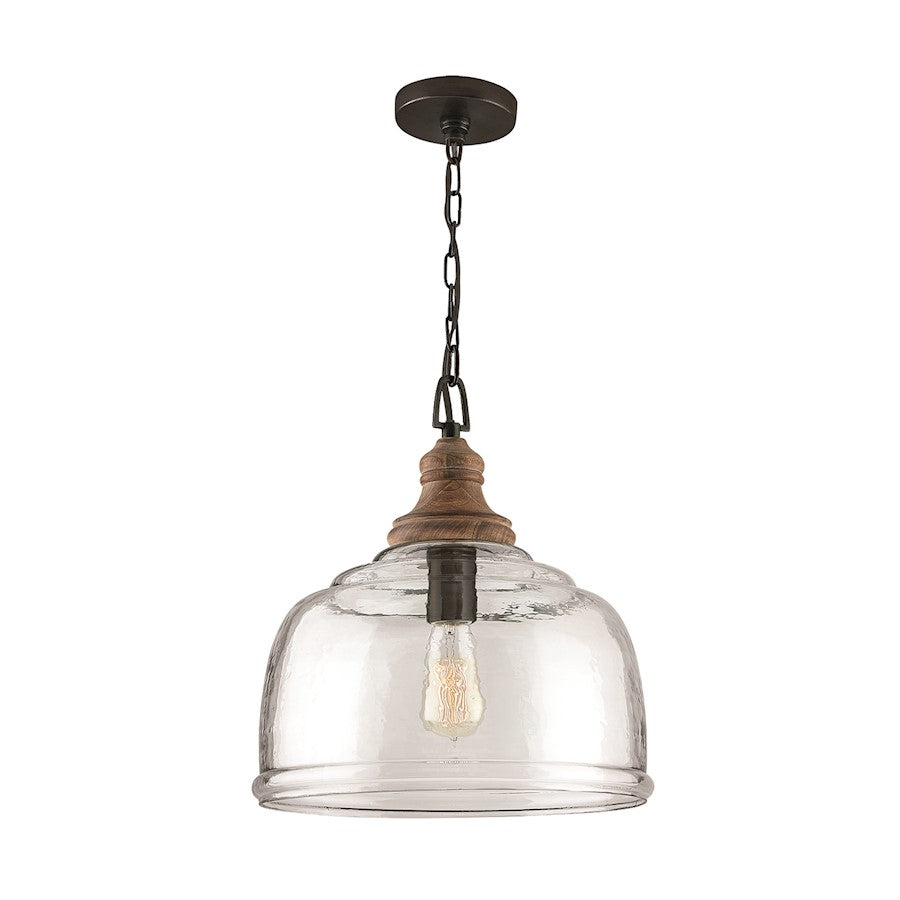 Capital Lighting 1-Light Pendant, Grey Wash Iron Silk/Clear