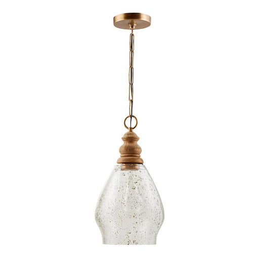 Capital Lighting 1 Light Pendant, Light Wood and Patinaed Brass
