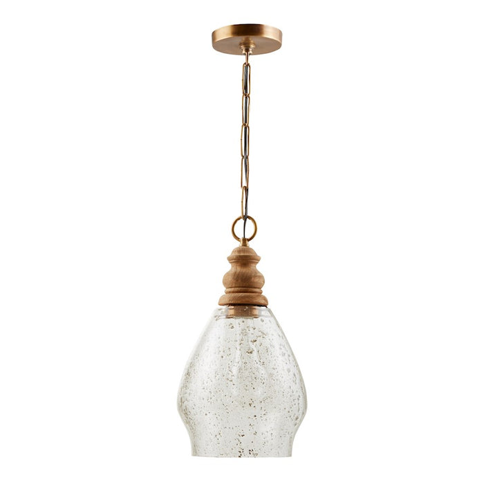 Capital Lighting 1 Light Pendant, Light Wood and Patinaed Brass