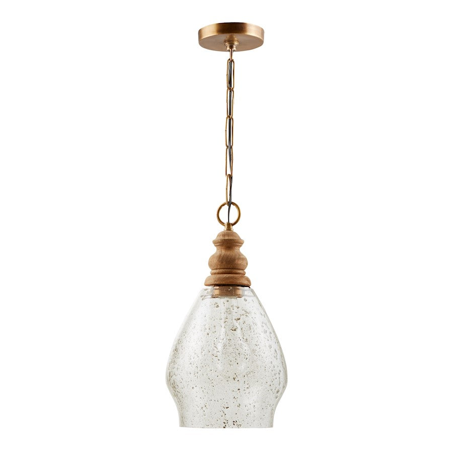 Capital Lighting 1 Light Pendant, Light Wood and Patinaed Brass