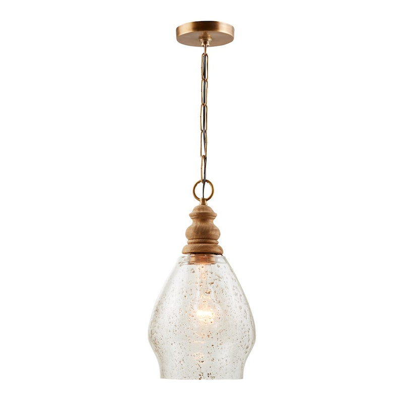 Capital Lighting 1 Light Pendant, Light Wood and Patinaed Brass