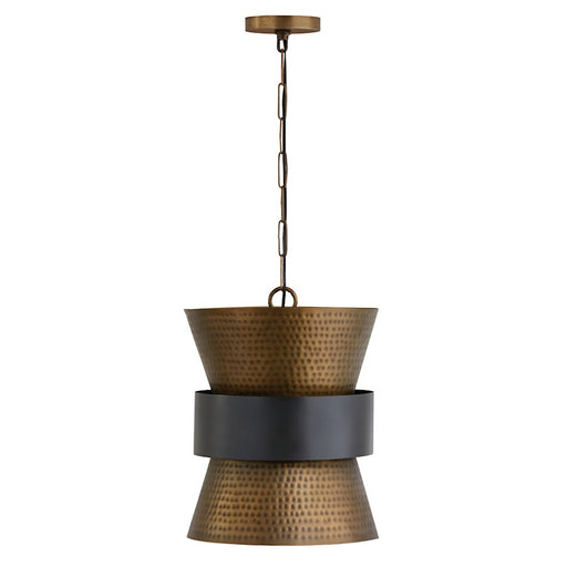 Capital Lighting 1 Light Pendant, Patinaed Brass and Dark Zinc