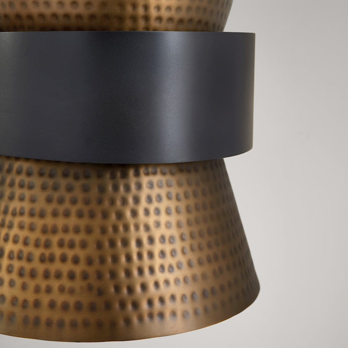 Capital Lighting 1 Light Pendant, Patinaed Brass and Dark Zinc