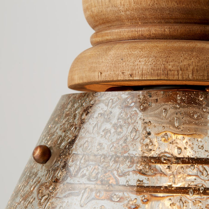 Capital Lighting 1 Light Teardrop Pendant, Wood & Patinaed Brass