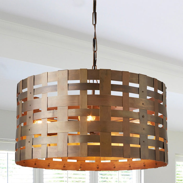 Capital Lighting 4 Light Drum Pendant, Patinaed Brass