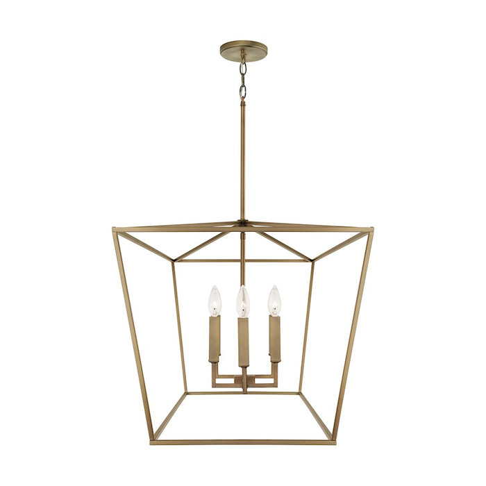 Capital Lighting 4 Light Drum Pendant, Patinaed Brass