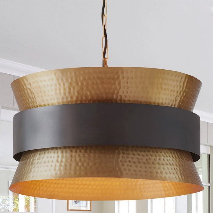 Capital Lighting 4 Light Pendant, Patinaed Brass and Dark Zinc