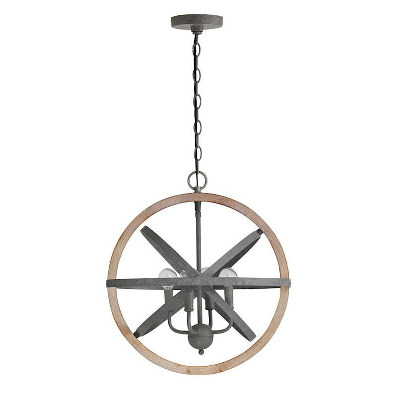 Capital Lighting 4 Light Pendant, Iron and Wood