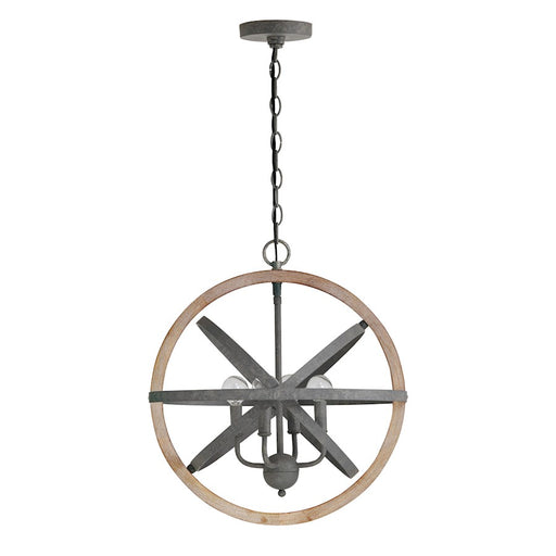 Capital Lighting 4 Light Pendant, Iron and Wood